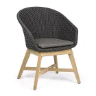 Outdoor Armchair in Wood and Rope with Cushion, Homemotion, 2 Pieces - Oskana Viadurini