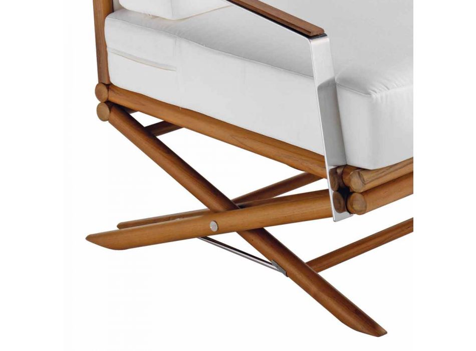 Outdoor Armchair in Natural Wood or Glossy or Matt Black and Cushion - Suzana Viadurini