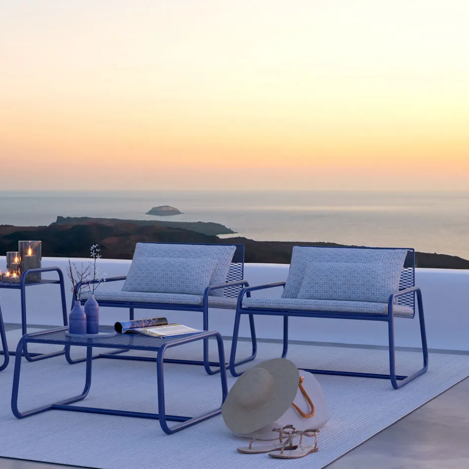 Outdoor Metal Armchair with Luxury Cushion Made in Italy - Karol Viadurini