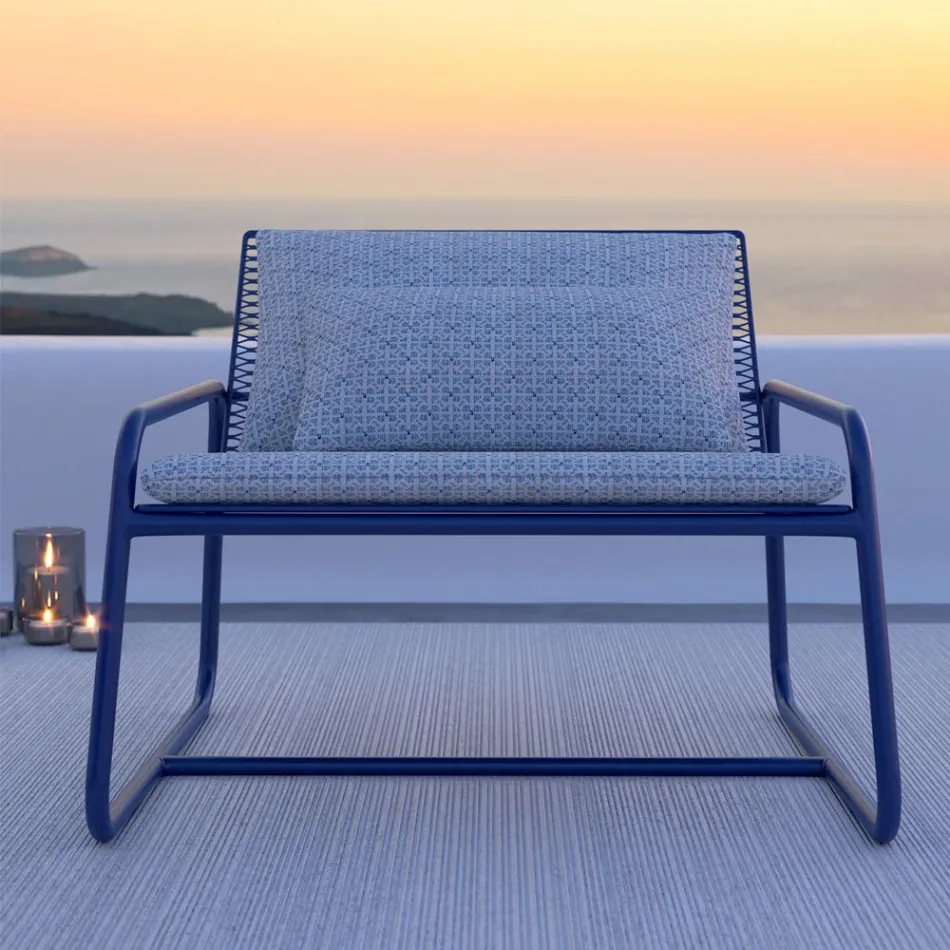Outdoor Metal Armchair with Luxury Cushion Made in Italy - Karol Viadurini