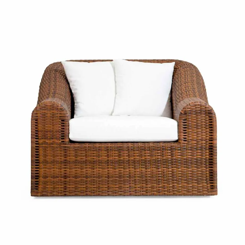 Outdoor armchair polyethylene woven design hand Cooper Viadurini