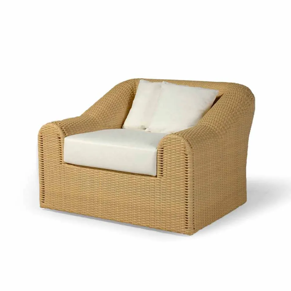 Outdoor armchair polyethylene woven design hand Cooper Viadurini