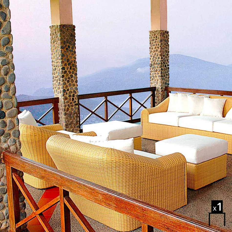 Outdoor armchair polyethylene woven design hand Cooper Viadurini