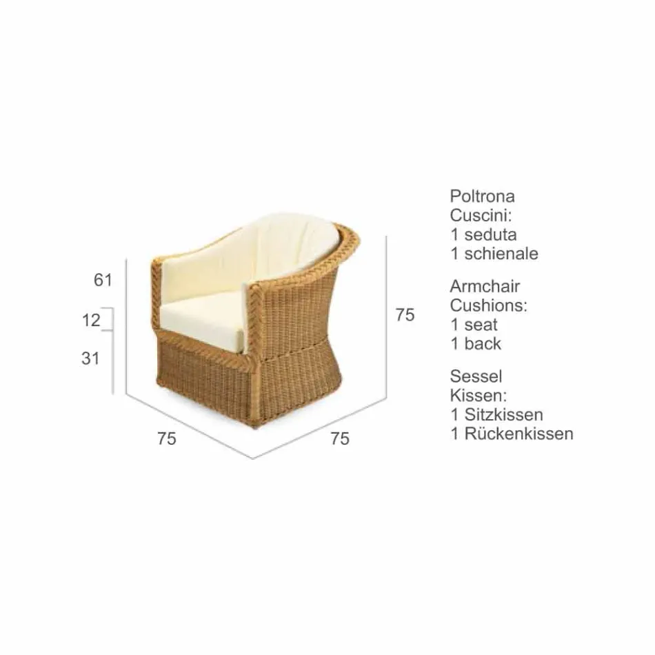 Outdoor Polyethylene armchair hand woven Naomi Viadurini