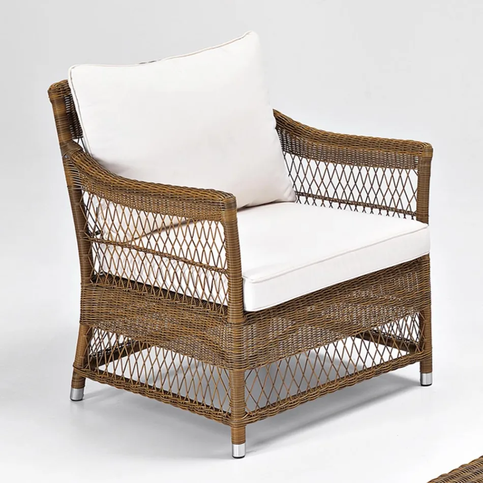 Outdoor Armchair in Hand Woven Polyrattan - Gigi Viadurini