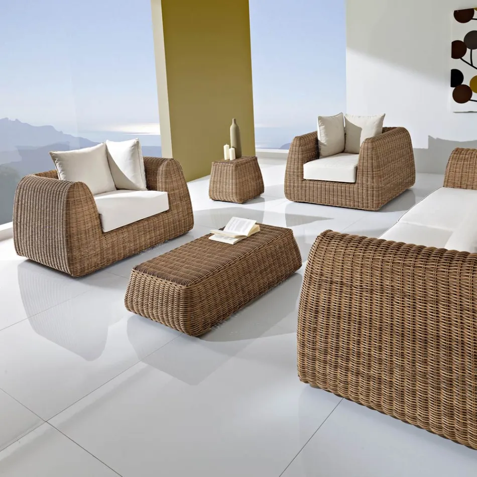 Outdoor Armchair in Woven Polyrattan - Charlie Viadurini