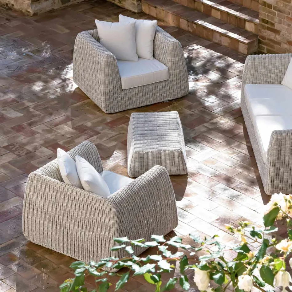 Outdoor Armchair in Woven Polyrattan - Charlie Viadurini