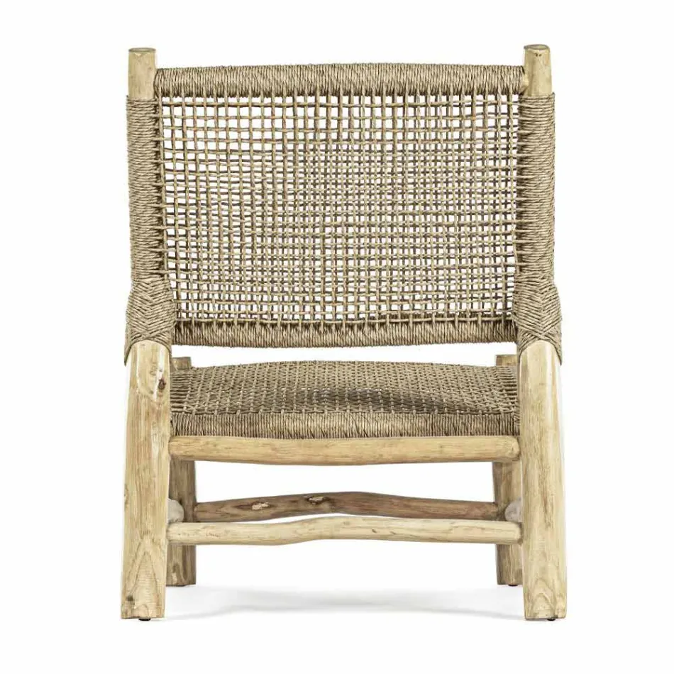 Outdoor Armchair in Teak Branches and Synthetic Fiber, 2 Pieces - Tecno Viadurini