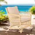 Outdoor Armchair in Natural Rattan Complete with Cushions - Bellaria