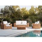 Outdoor Armchair in Natural Rattan with Cushions Included - Keira Viadurini