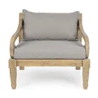 Outdoor Teak Armchair with Fabric Cushions, Homemotion - Tatyana Viadurini