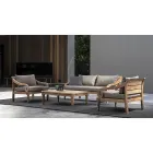 Outdoor Teak Armchair with Fabric Cushions, Homemotion - Tatyana Viadurini