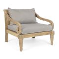 Outdoor Armchair in Teak with Fabric Cushions, Homemotion - Tatyana