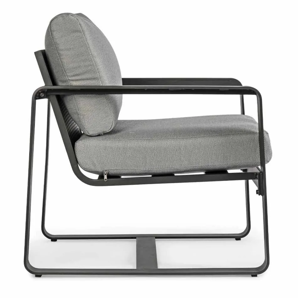 Outdoor Armchair in Fabric and Aluminum Anthracite Finish, 2 Pieces - Deria Viadurini