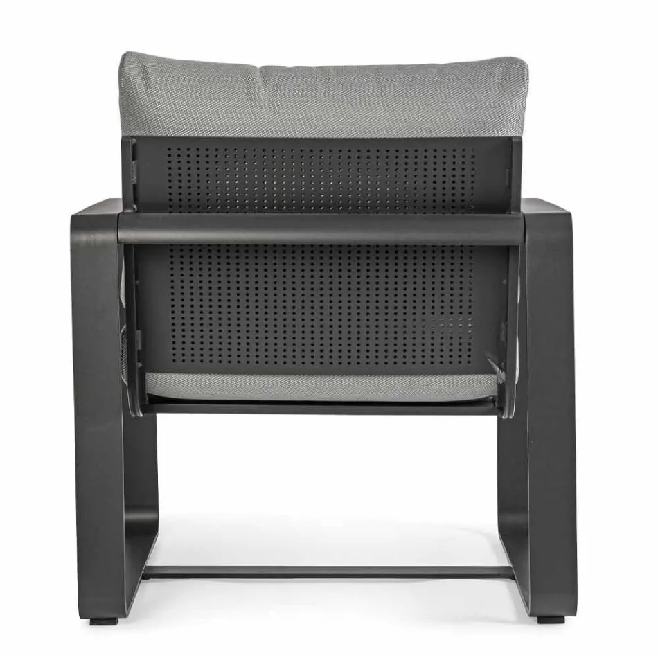 Outdoor Armchair in Fabric and Aluminum Anthracite Finish, 2 Pieces - Deria Viadurini