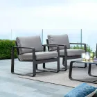 Outdoor Armchair in Fabric and Aluminum Anthracite Finish, 2 Pieces - Deria Viadurini