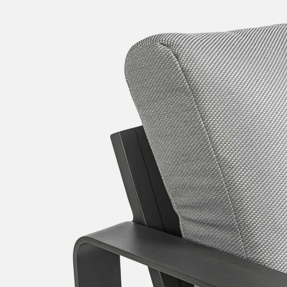 Outdoor Armchair in Fabric and Aluminum Anthracite Finish, 2 Pieces - Deria Viadurini
