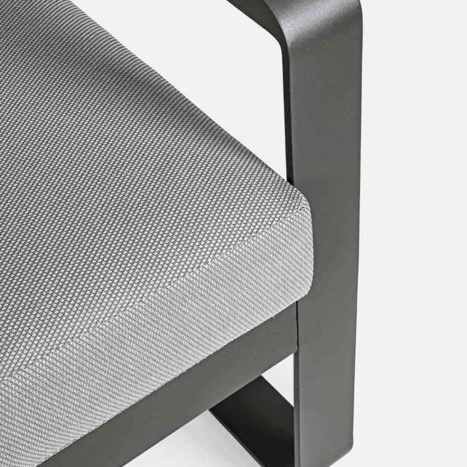 Outdoor Armchair in Fabric and Aluminum Anthracite Finish, 2 Pieces - Deria Viadurini
