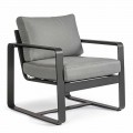 Outdoor Armchair in Fabric and Aluminum Anthracite Finish, 2 Pieces - Deria