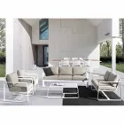 Outdoor Armchair in Fabric and White Painted Aluminum, 2 Pieces - Marianna Viadurini