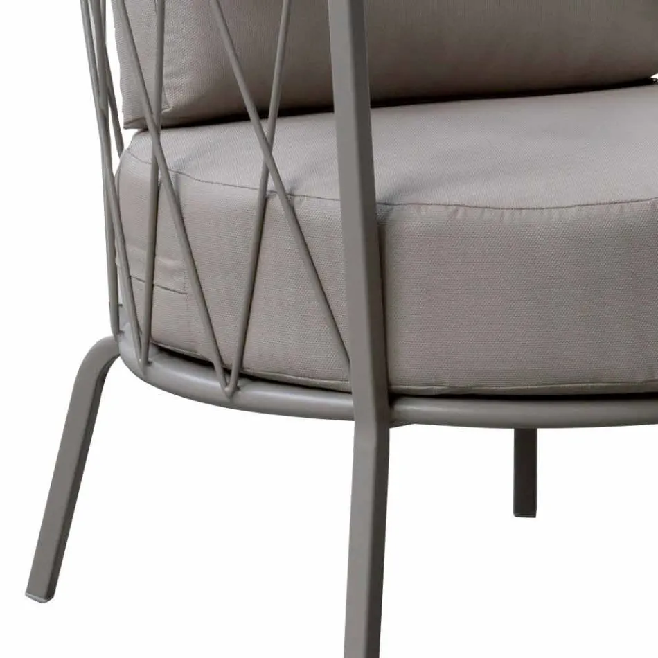 Modern Outdoor Armchair in Painted Metal and Fabric Made in Italy - Olma Viadurini