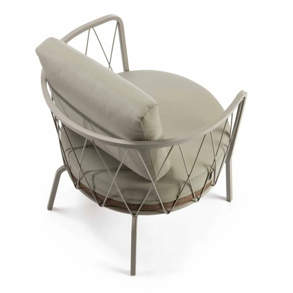 Modern Outdoor Armchair in Painted Metal and Fabric Made in Italy - Olma Viadurini