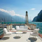 Modern Outdoor Armchair in Painted Metal and Fabric Made in Italy - Olma Viadurini