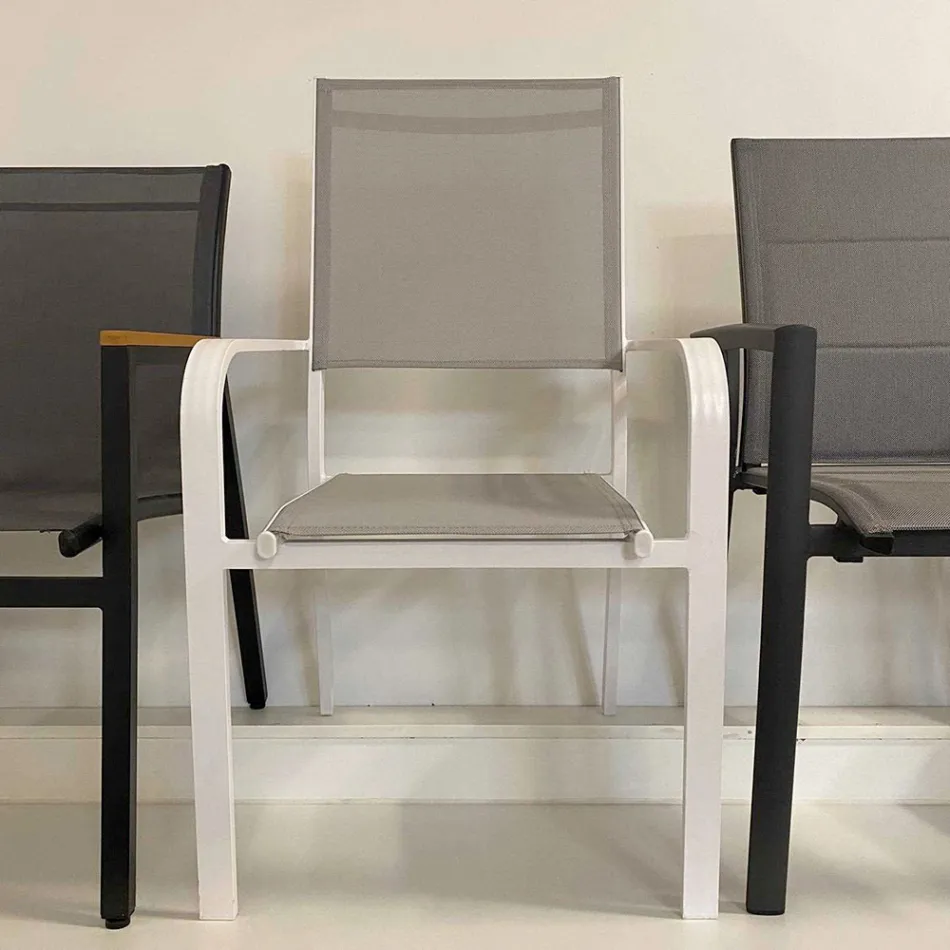 Outdoor Armchair Made of Aluminum and Textilene - Solar Viadurini