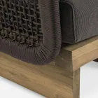 Garden Armchair with Teak Base and Rope Backrest, Homemotion - Chantall Viadurini