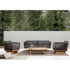 Garden Armchair with Teak Base and Rope Backrest, Homemotion - Chantall Viadurini