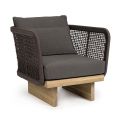 Garden Armchair with Teak Base and Rope Backrest, Homemotion - Chantall