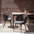 Garden Armchair with Teak Legs and Fabric Seat, Homemotion - Chantall Viadurini