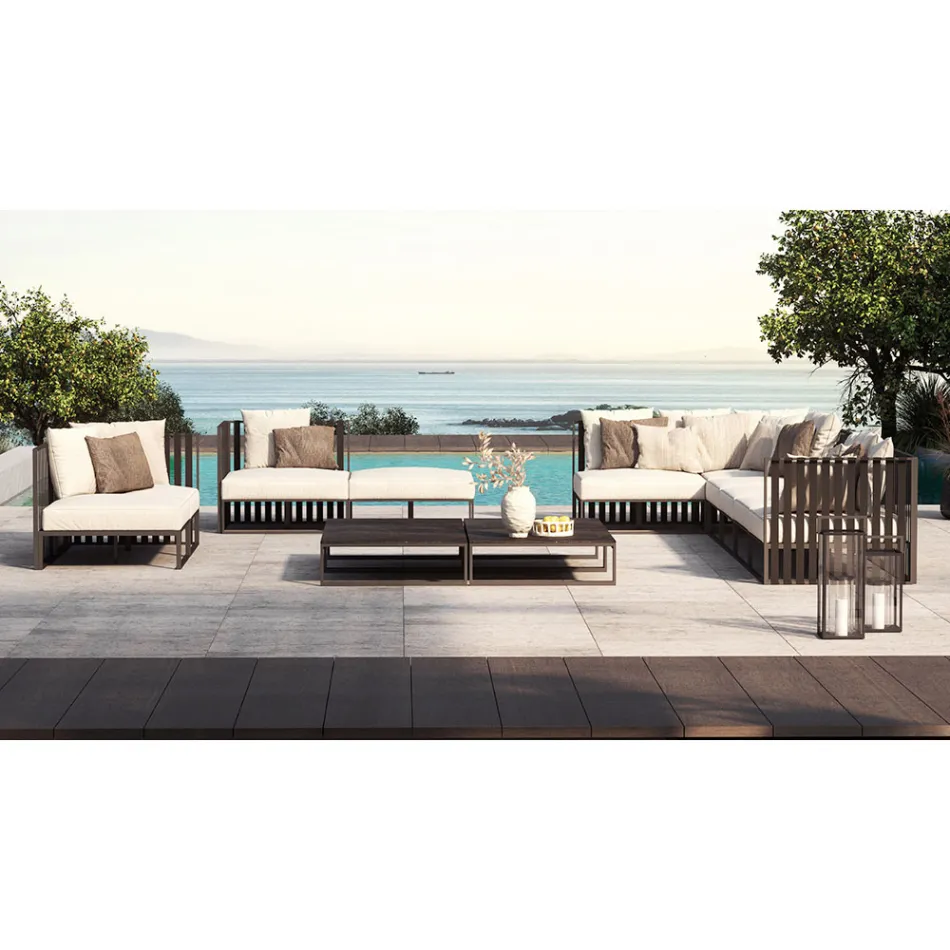 Garden Armchair with Fabric Seat and Aluminum Structure Made in Italy - Juliediv Viadurini