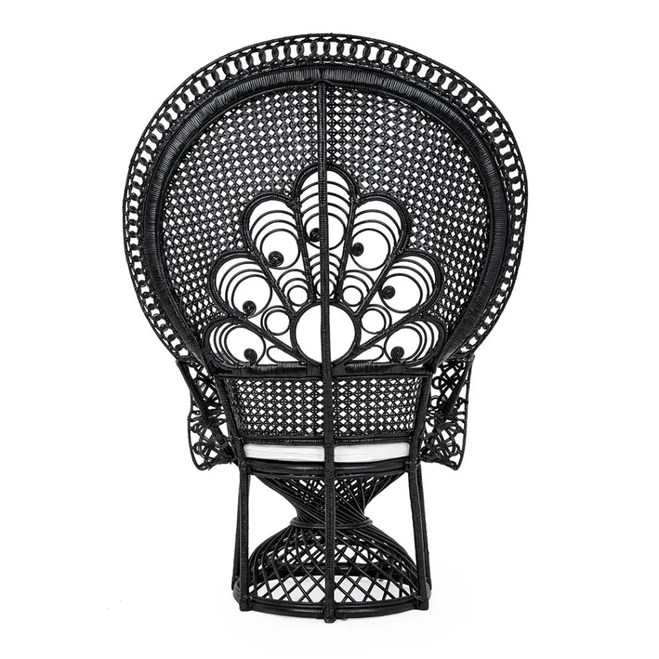 Luxury Design Outdoor Garden Armchair in Black Rattan - Serafino Viadurini