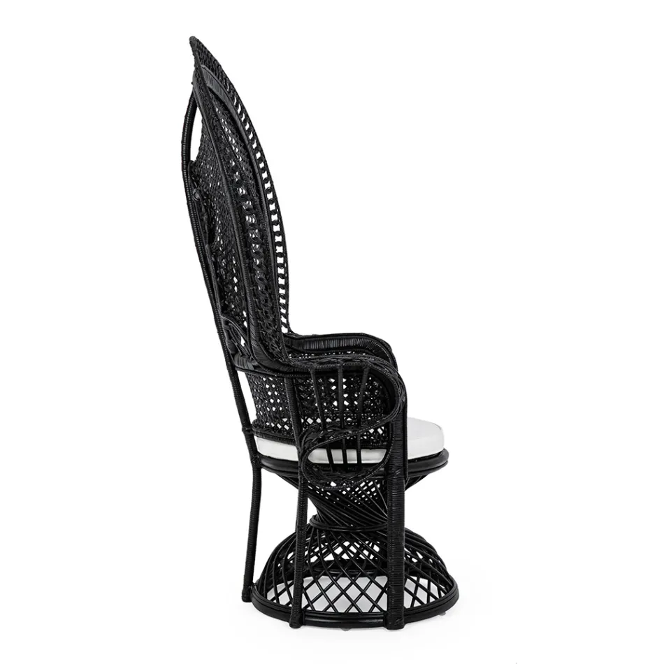 Luxury Design Outdoor Garden Armchair in Black Rattan - Serafino Viadurini
