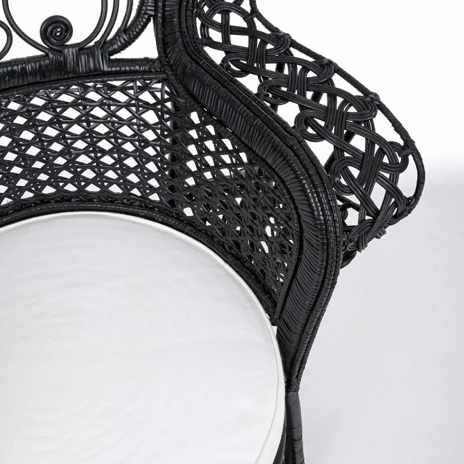 Luxury Design Outdoor Garden Armchair in Black Rattan - Serafino Viadurini