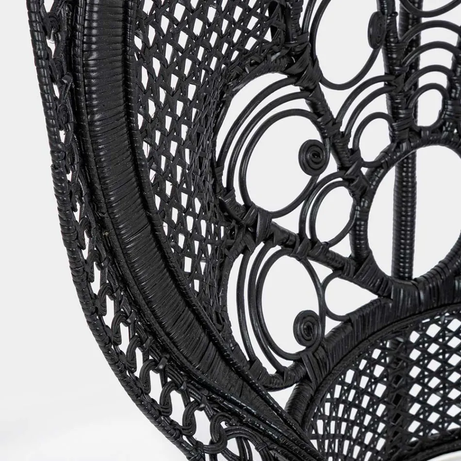 Luxury Design Outdoor Garden Armchair in Black Rattan - Serafino Viadurini