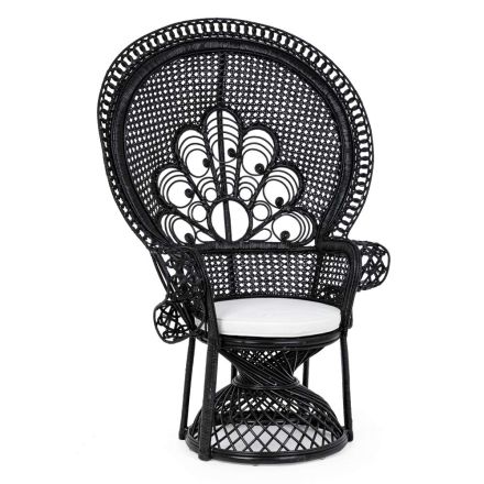 Luxury Design Outdoor Garden Armchair in Black Rattan - Serafino Viadurini