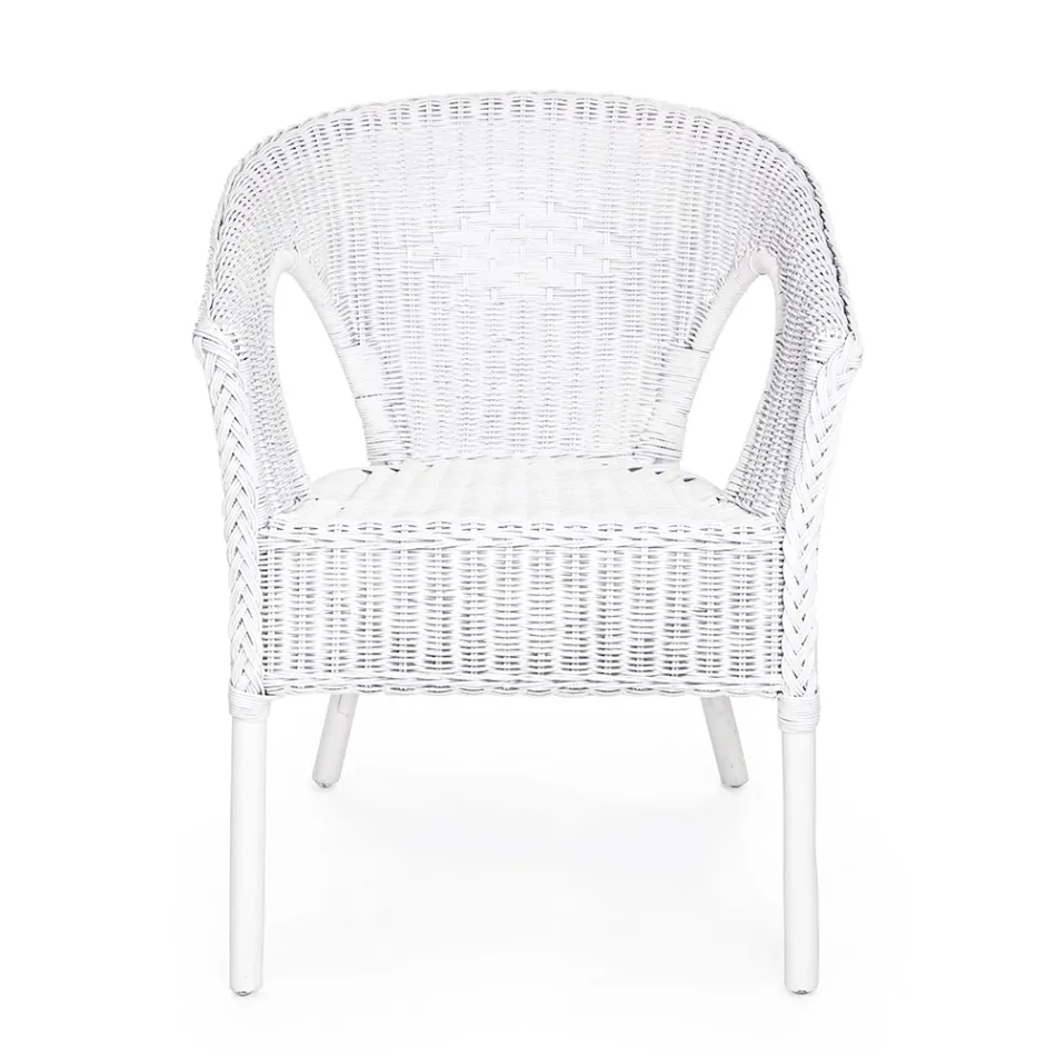 Stackable Design Garden Armchair in White, Blue or Green Rattan - Favolizia Viadurini