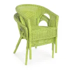 Stackable Design Garden Armchair in White, Blue or Green Rattan - Favolizia Viadurini