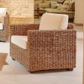 Garden Armchair in Natural Abaca with Cushions - Raziel