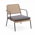 Garden armchair in black galvanized steel and polypropylene, Milva