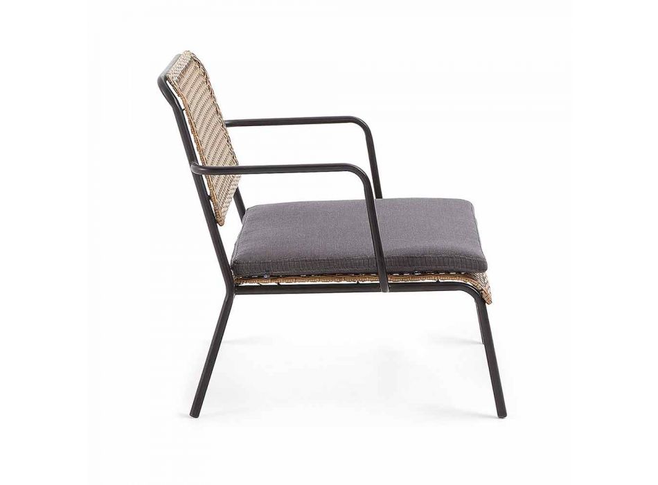 Garden armchair in black galvanized steel and polypropylene, Milva Viadurini
