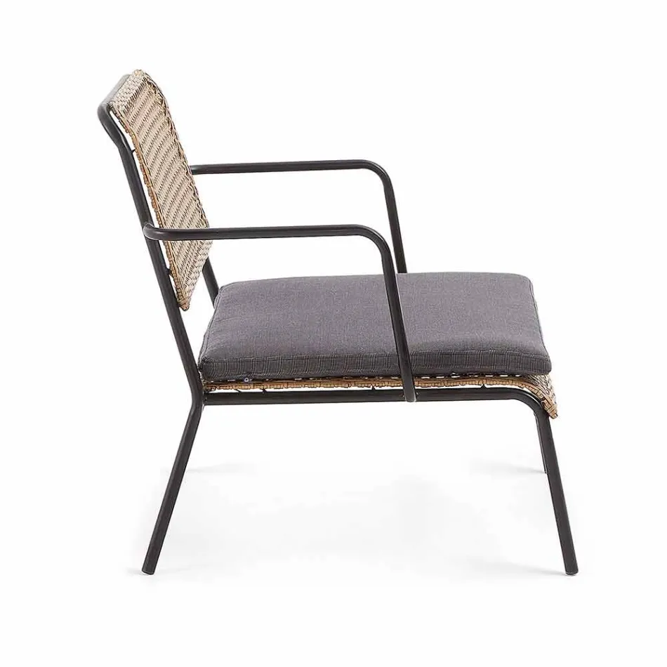 Garden armchair in black galvanized steel and polypropylene, Milva Viadurini