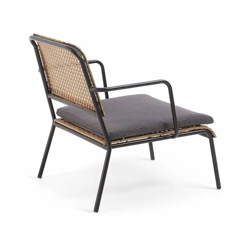 Garden armchair in black galvanized steel and polypropylene, Milva Viadurini