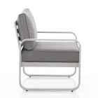Garden Armchair in Matt Ivory White Aluminum and Gray Cushions - Avoir Viadurini