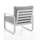 Garden Armchair in Matt Ivory White Aluminum and Gray Cushions - Avoir Viadurini