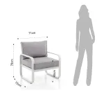 Garden Armchair in Matt Ivory White Aluminum and Gray Cushions - Avoir Viadurini