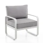 Garden Armchair in Matt Ivory White Aluminum and Gray Cushions - Avoir Viadurini