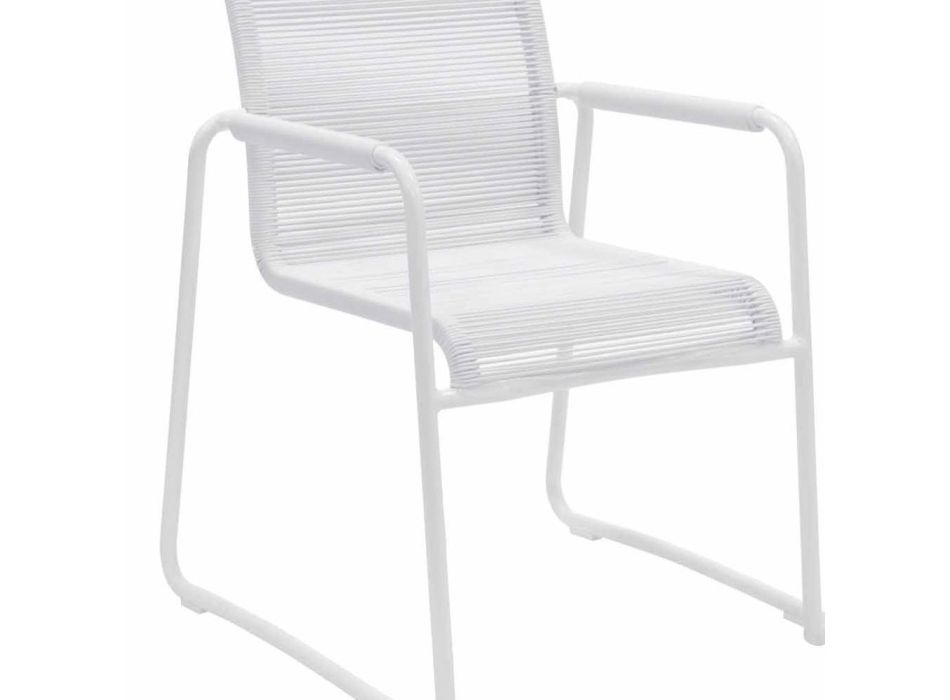 Garden Armchair in White Aluminum Modern Design Stackable - Wisky Viadurini